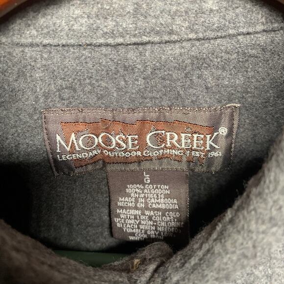 Moose Creek 100% Cotton Heavy Flannel Gray Button Up Long Sleeve Shirt Large. AA - Picture 2 of 7